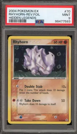 Pokemon Rhyhorn EX Hidden Legends Reverse Holo #70 PSA 9 Mint - Image 1
