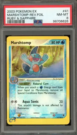 Pokemon Marshtomp EX Ruby & Sapphire Reverse Holo #41 PSA 8 - Image 1