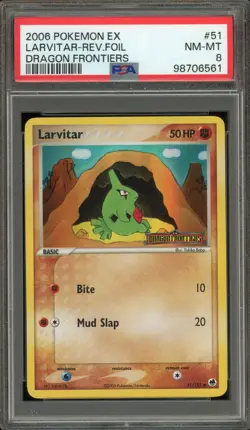 Pokemon Larvitar EX Dragon Frontiers Reverse Holo #51 PSA 8 - Image 1