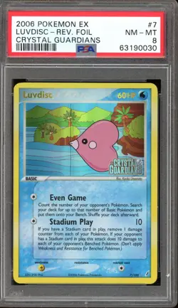 Pokemon Luvdisc EX Crystal Guardians Reverse Holo Rare #7 PSA 8 - Image 1