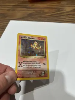 Pokemon TCG Blaine's Moltres Gym Heroes Holo Card 1/132 Unlimited Rare MP - Image 3