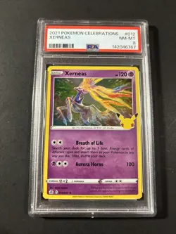 2021 Pokemon Xerneas Holo Rare 012/025 Celebrations PSA 8 Fresh Grade - Image 1