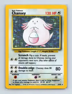 Chansey 3/102 Holo Holo Rare Base Set Unlimited Pokemon Holo Lightly Played - Image 1