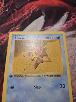 1st Edition Shadowless Staryu 65/102 Base Set Pokemon Card WOTC 1999 MP - Image 2