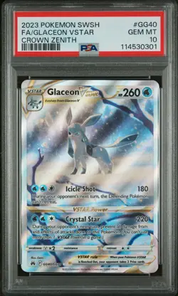 Pokemon Glaceon VSTAR GG40/GG70 Crown Zenith Galarian PSA 10 Holo 2023 - Image 1