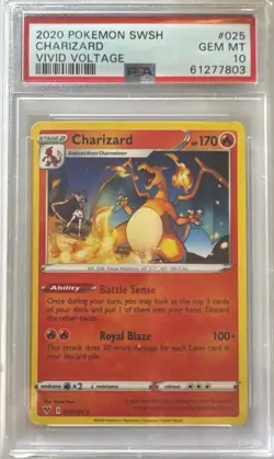 Pokemon Charizard 025/185 Swsh04 Vivid Voltage PSA 10 Rare Regular 2020 Card - Image 1