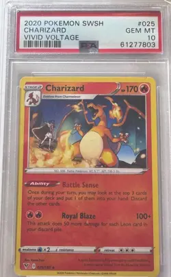 Pokemon Charizard 025/185 Swsh04 Vivid Voltage PSA 10 Rare Regular 2020 Card - Image 2
