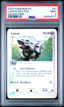 2003 POKEMON EX SANDSTORM #41 LAIRON-REVERSE FOIL PSA 9 - Image 1