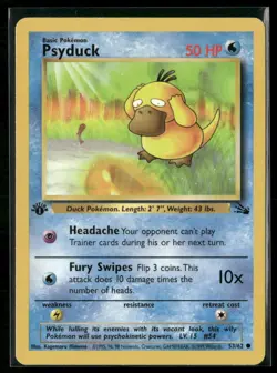 ✰ PSYDUCK 53/62 1ST EDITION COMMON FOSSIL POKEMON ✰ MP - Image 2
