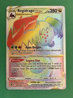 Pokemon TCG Regidrago VSTAR Silver Tempest Rainbow Secret Rare Card 201/195 NM - Image 1