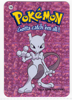Mewtwo #150 - Vintage Pokemon Vending Prism Holo Sticker Card 2000 Nintendo - Image 1