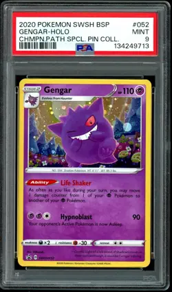 Pokemon Gengar TCG Champions Path Pin Collection Promo SWSH052 Holo Card PSA 9 - Image 1