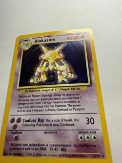 Pokemon Card 1999 TCG WOTC Base Set Alakazam 1/102 Holo Rare Unlimited MP - Image 2