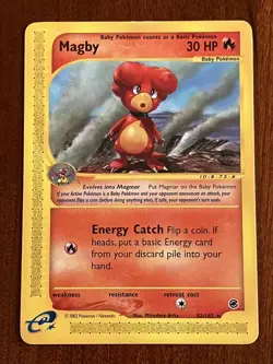 Magby 52/165 Rare Non Holo E-Reader Expedition Pokemon Card - Image 1
