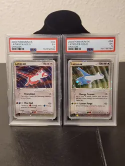 Latios And Latias EX Pokemon Dragon PSA 5 EX Pair, Tcg Cards Holo E Series Vinta - Image 1