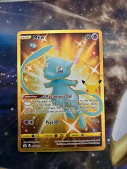 NM Mew 025/025 Celebrations Gold Shiny Secret Rare Holo Pokemon Card - Image 1