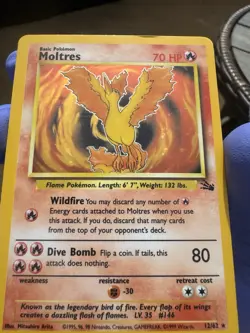 Pokemon TCG Moltres Holo Rare Card 12/62 Unlimited Fossil Set 1999 LP - Image 3