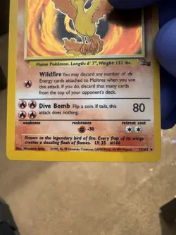 Pokemon TCG Moltres Holo Rare Card 12/62 Unlimited Fossil Set 1999 LP - Image 5