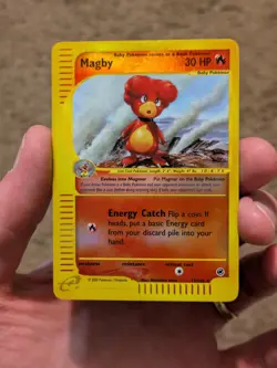 Magby Reverse Holo 52/165 Expedition 2002 Rare E Reader Series Pokemon Card LP - Image 1