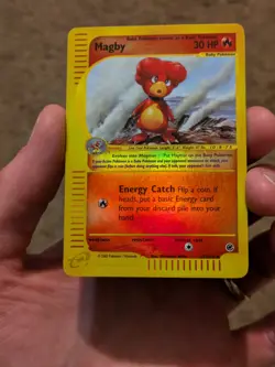 Magby Reverse Holo 52/165 Expedition 2002 Rare E Reader Series Pokemon Card LP - Image 2