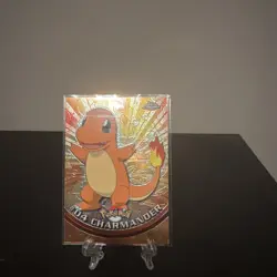 MINT CHARMANDER #04 2000 TOPPS CHROME SERIES 1 HOLO FOIL POKEMON TV CARD - Image 1