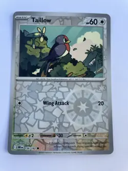 Pokemon TCG Taillow 156/182: Destined Rivals Reverse Holo Card NM+ Condition - Image 1