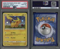 2020 POKEMON SWSH BSP BLACK STAR PIKACHU HOLO #39 PSA 10 - Image 3
