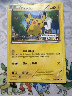Pokemon TCG Pikachu Build A Bear Workshop Promo 20/108 Damaged - Image 1