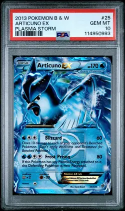 2013 POKEMON ARTICUNO EX BLACK & WHITE PLASMA STORM #25 PSA 10 LOW POP NEW CERT - Image 1