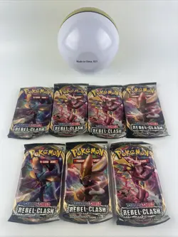 Pokemon TCG: LOT OF 7 Rebel Clash Loose Booster Packs (From Pokeball Tins) - Image 1