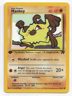 Pokemon TCG Team Rocket 1st Edition Mankey # 61/82 NM-MT Never Played With - Image 1