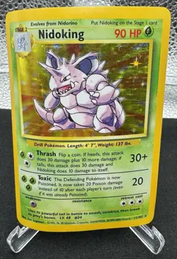 Pokemon Nidoking 11/102 Base Set Holo Rare HP (Heavily Damaged) Water damage - Image 3