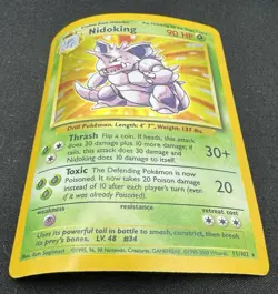 Pokemon Nidoking 11/102 Base Set Holo Rare HP (Heavily Damaged) Water damage - Image 4