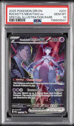 2025 POKEMON DRI EN-DESTINED RIVALS #231 TEAM ROCKET'S MEWTWO EX PSA 10 - Image 1