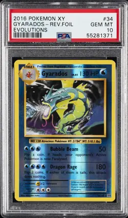 2016 POKEMON XY EVOLUTIONS #34 GYARADOS-REVERSE FOIL PSA 10 - Image 1