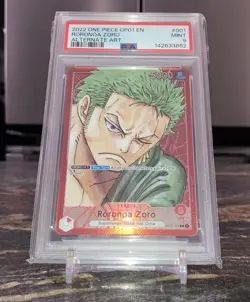 Bandai One Piece Roronoa Zoro OP01-001 Romance Dawn Leader Alt Art Foil PSA 9 - Image 1