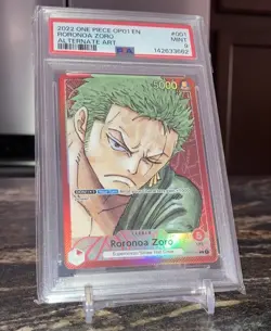 Bandai One Piece Roronoa Zoro OP01-001 Romance Dawn Leader Alt Art Foil PSA 9 - Image 3