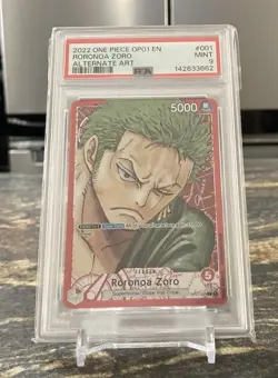 Bandai One Piece Roronoa Zoro OP01-001 Romance Dawn Leader Alt Art Foil PSA 9 - Image 4