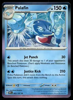 Palafin 62/197 Pokemon Card Obsidian Flames Rare 150 HP Holo Near Mint GS - Image 1