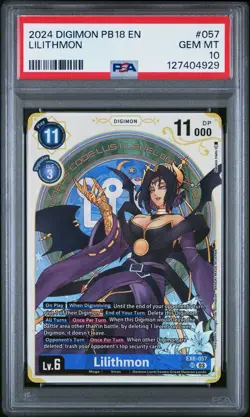 2024 Digimon Card Game Lilithmon EX6-057 SR Premium Heroines PSA 10 Gem Mint - Image 1