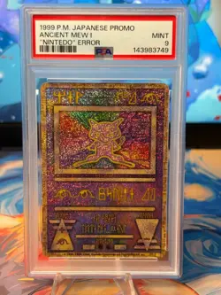 New Cert! PSA 9 - "Nintedo" ERROR 1999 Pokemon Japanese Promo Ancient Mew I Card - Image 1