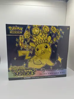 Pokemon Center ETB Surging Sparks PC Exclusive ETB, Sealed Small Rip - Image 1