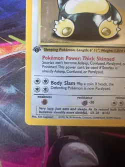 1999 Pokemon Jungle 1st Edition Holo Snorlax 11/64 - Image 4