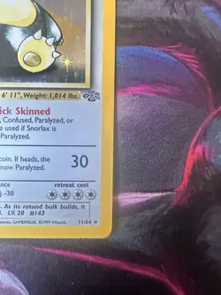 1999 Pokemon Jungle 1st Edition Holo Snorlax 11/64 - Image 5