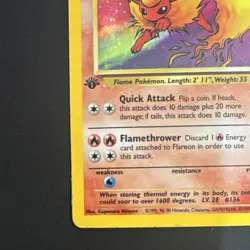 Pokemon TCG Flareon 1st Edition Jungle Holo Rare 3/64 70 HP 1999 Wizards - Image 5