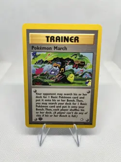 POKEMON MARCH 102/111 1ST EDITION TRAINER NEO GENESIS TOMOKAZU KOMIYA LP - Image 1