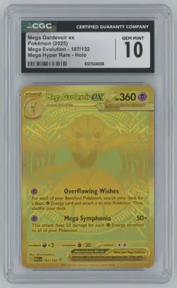 2025 Pokemon Mega Evolution Mega Gardevoir ex CGC 10 Hyper Rare Holo #187 - Image 1