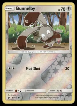 Bunnelby 87/111 Common Crimson Invasion Pokemon Reverse Holo Lightly Played - Image 1