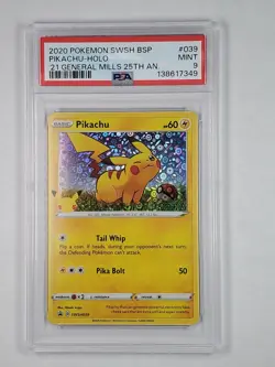 Pikachu (General Mills) SWSH039 25th Anniversary Promo PSA 9 English Pokemon - Image 1