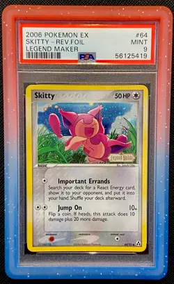 PSA 9 Skitty #64 Reverse Holo Foil Stamped EX Legend Maker Pokemon 2006 Low Pop - Image 1